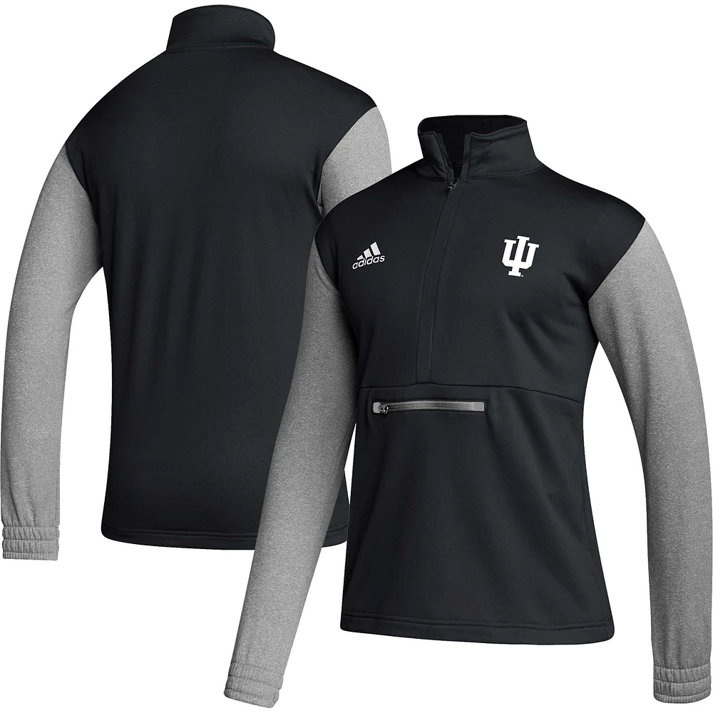 Men's adidas Black Indiana Hoosiers Sideline AEROREADY Half-Zip Top