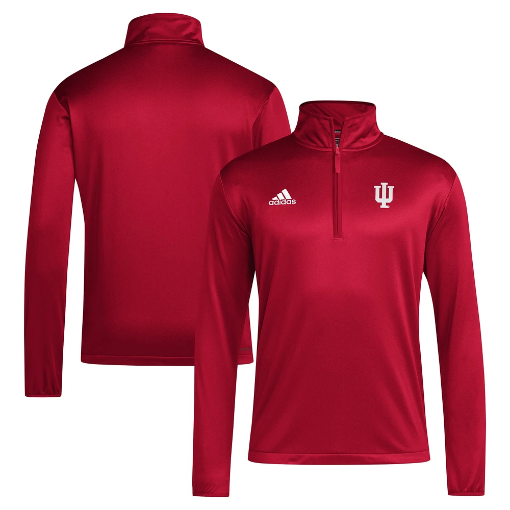 Haut adidas Indiana Hoosiers 2024 Coaches Sideline à fermeture éclair quart de tour pour homme