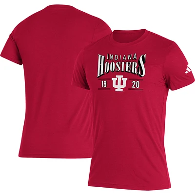 T-shirt à trois mélanges Adidas Crimson Indiana Hoosiers Along The Shadow pour homme