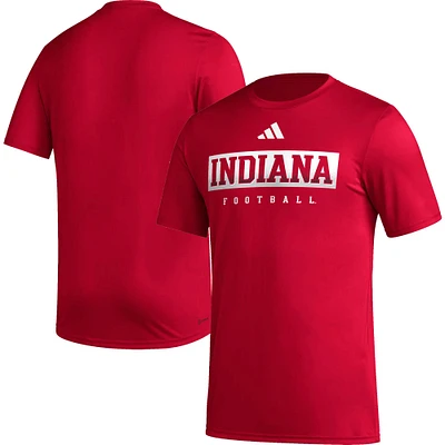 T-shirt d'avant-match adidas Crimson Indiana Hoosiers Football Practice AEROREADY pour hommes