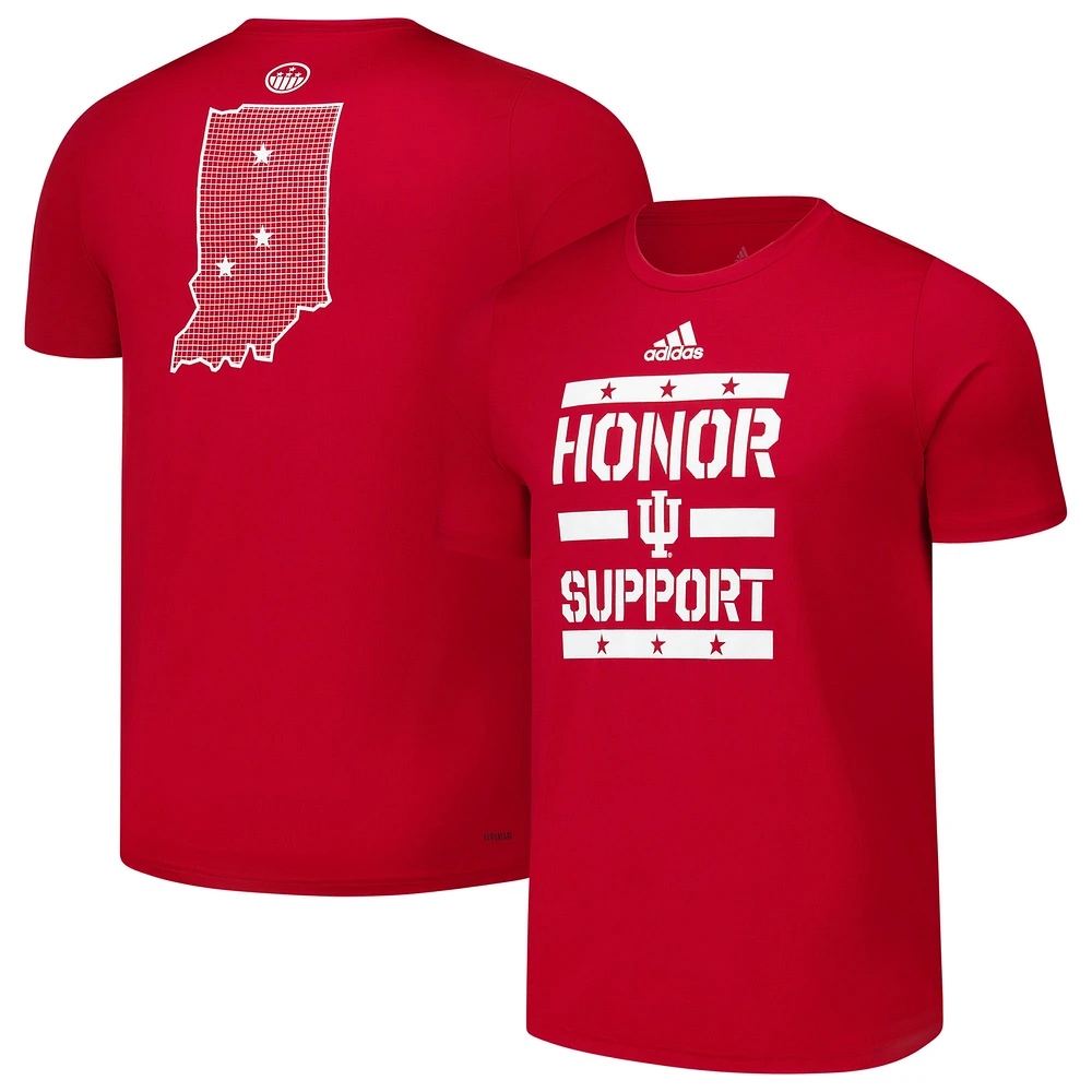 T-shirt d'avant-match adidas Crimson Indiana Hoosiers Honor & Support pour homme