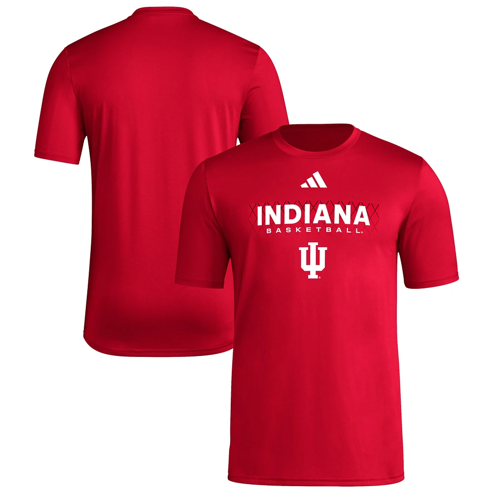 T-shirt adidas Crimson Indiana Hoosiers Locker On-Court The Fade Pregame AEROREADY pour homme