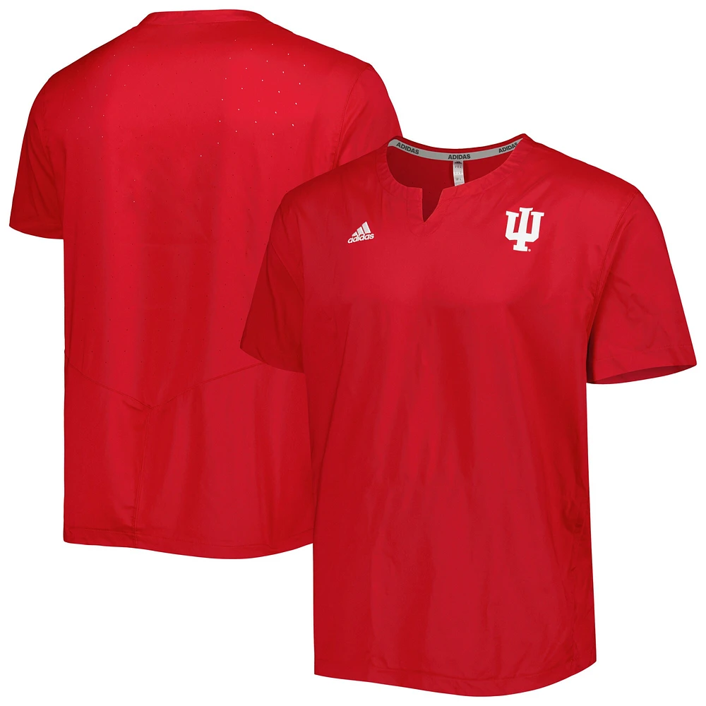 Haut adidas Crimson Indiana Hoosiers à col cranté Iron Cage pour homme