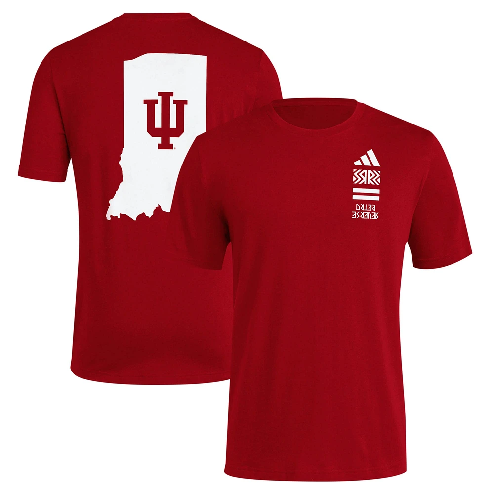 Men's adidas Crimson Indiana Hoosiers Reverse Retro Baseball 2 Hit T-Shirt