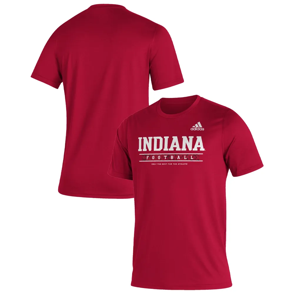 Men's adidas Crimson Indiana Hoosiers Sideline Football Locker Practice Creator AEROREADY T-Shirt