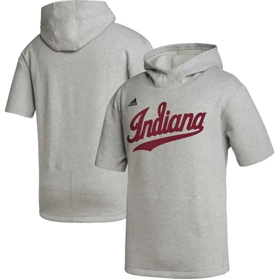 Indiana Hoosiers adidas Modern Classics Baseball Icon Tri-Blend Short Sleeve Pullover Hoodie - Heather Gray