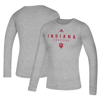 Indiana Hoosiers adidas Creator Long Sleeve Performance T-Shirt - Heathered Gray