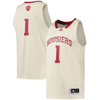 Men's adidas #1 Cream Indiana Hoosiers Swingman Basketball Jersey