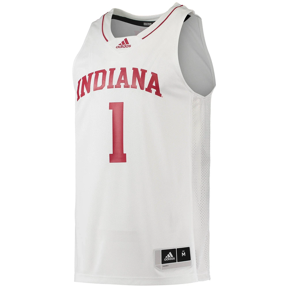 Men's adidas #1 White Indiana Hoosiers Swingman Team Basketball Jersey