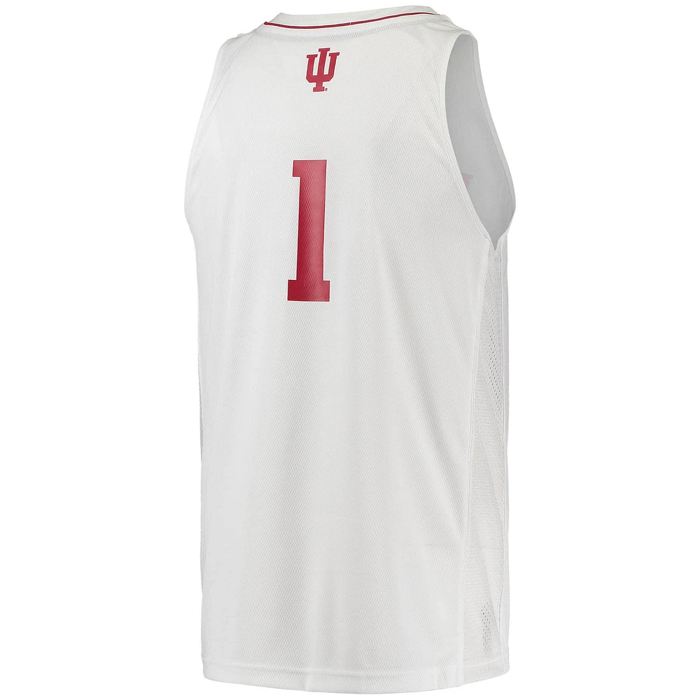 Men's adidas #1 White Indiana Hoosiers Swingman Team Basketball Jersey