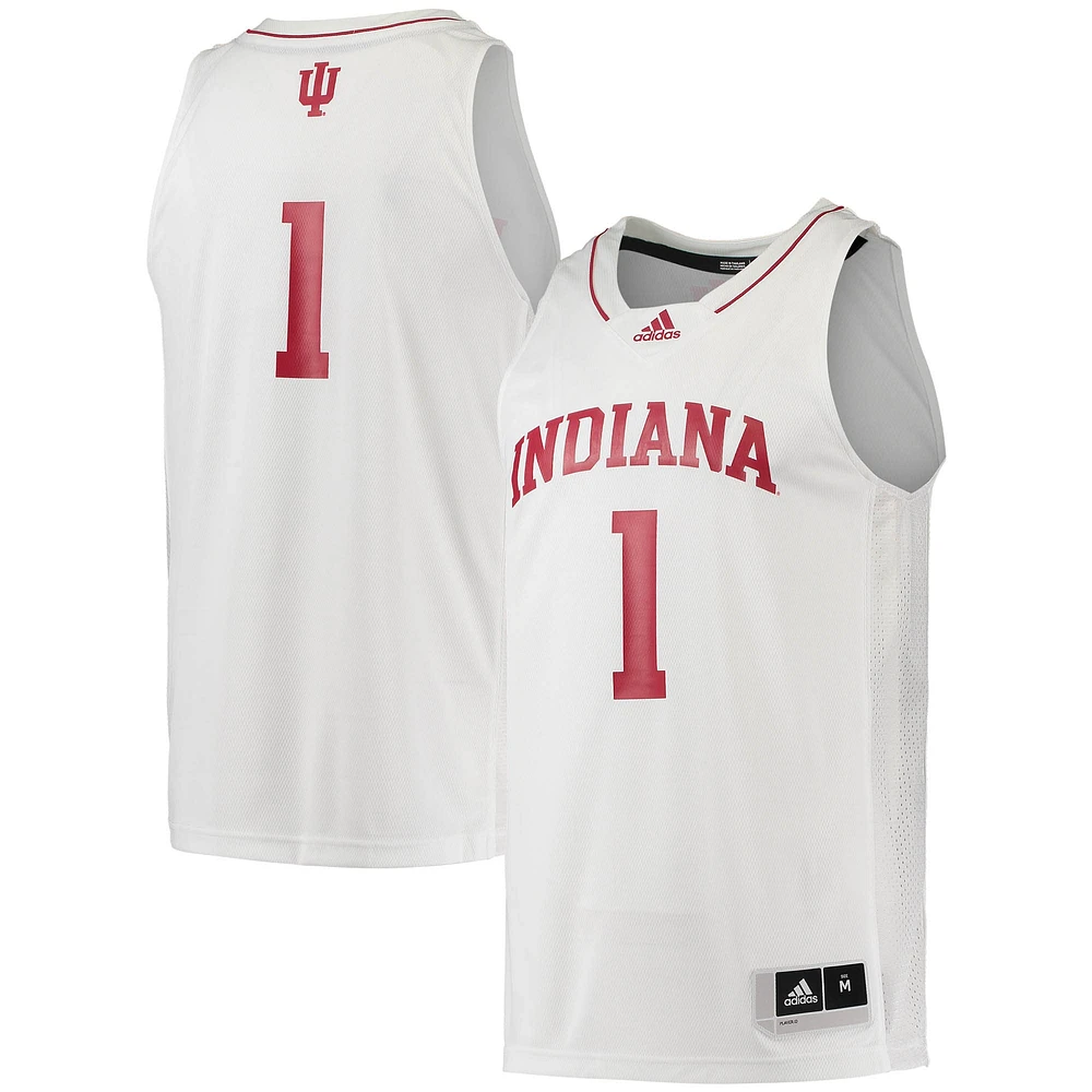 Men's adidas #1 White Indiana Hoosiers Swingman Team Basketball Jersey