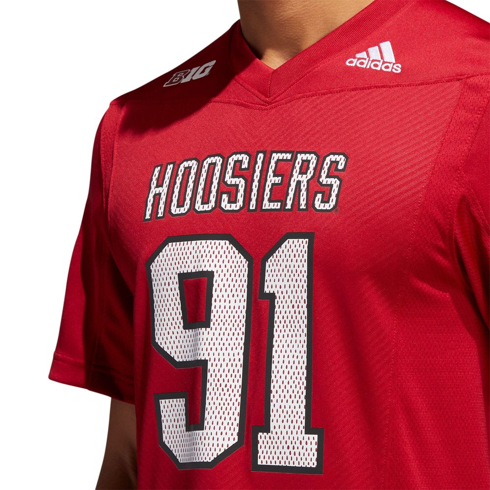 Men's adidas #91 Crimson Indiana Hoosiers Premier Strategy Jersey