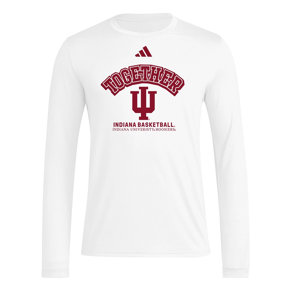 T-shirt à manches longues d'avant-match adidas Indiana Hoosiers Together pour homme