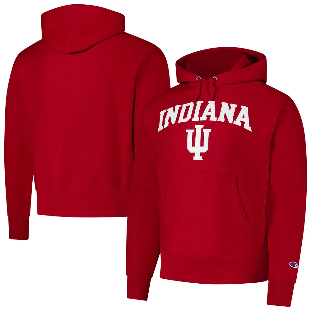 Men's Champion Crimson Indiana Hoosiers Vault Late Night Reverse Weave Pullover Hoodie