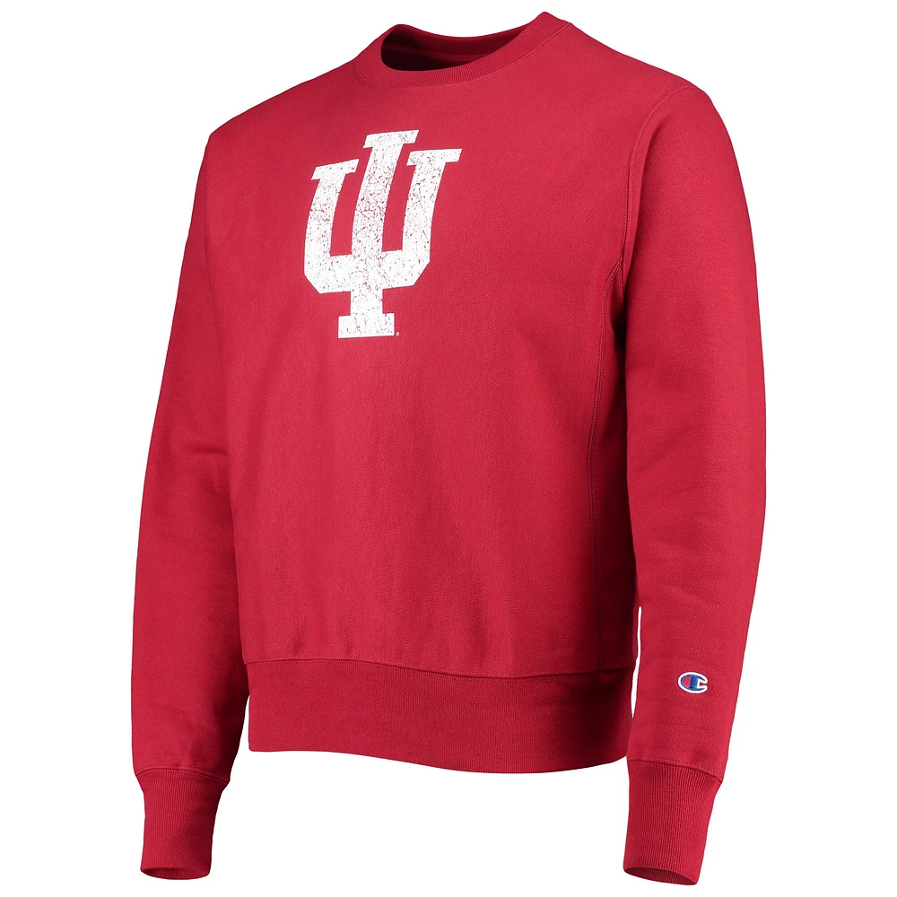 Men's Champion Crimson Indiana Hoosiers Vault Logo Reverse Weave Pullover Sweatshirt