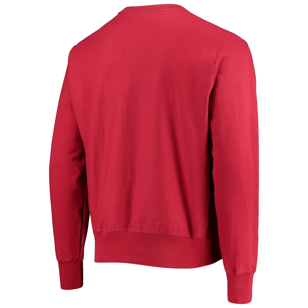 Men's Champion Crimson Indiana Hoosiers Vault Logo Reverse Weave Pullover Sweatshirt