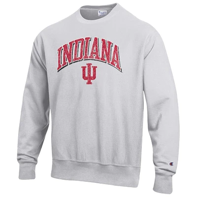 Men's Champion Gray Indiana Hoosiers Arch Over Logo Reverse Weave Pullover Sweatshirt