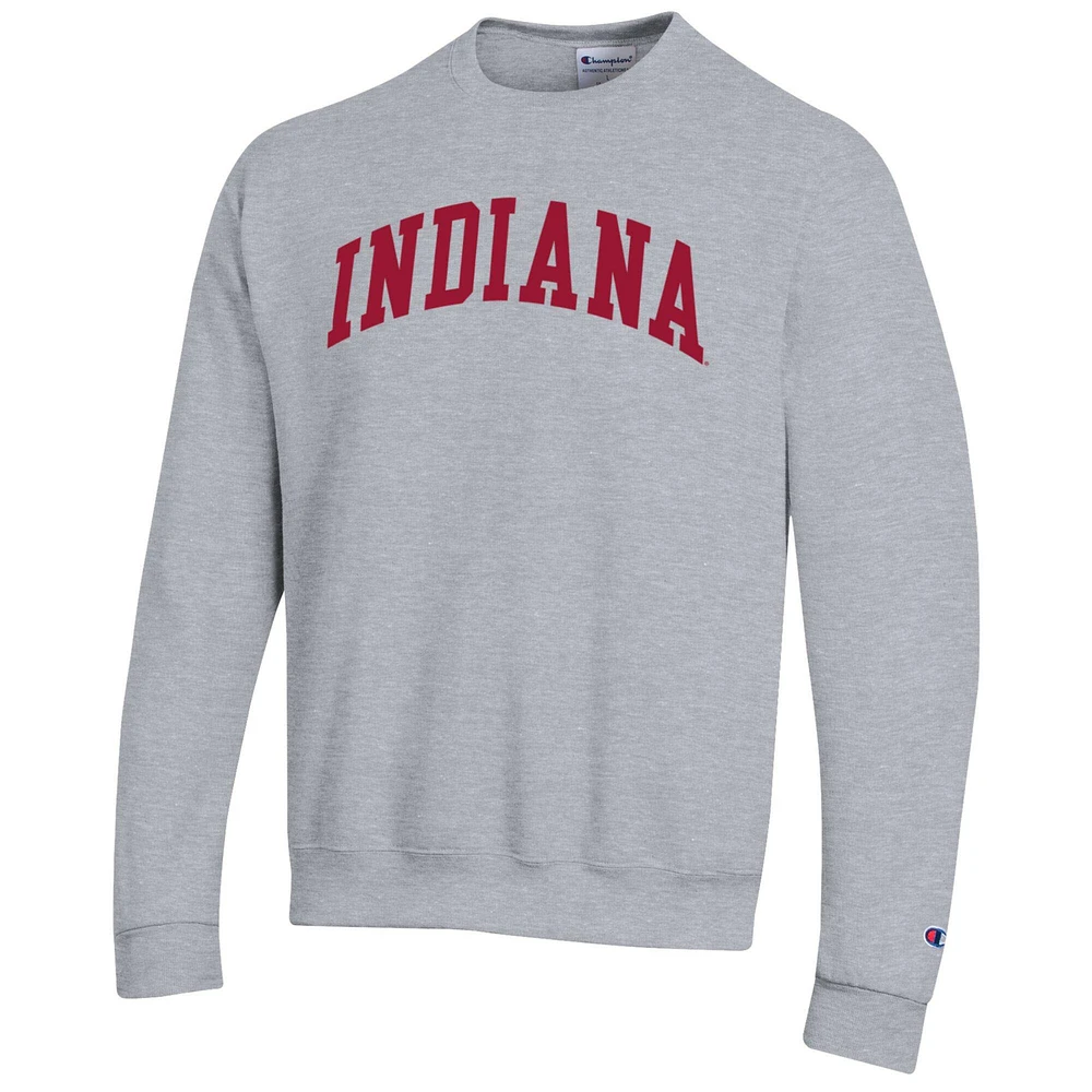 Men's Champion  Heather Gray Indiana Hoosiers Basic Arch Fleece Pullover Sweatshirt