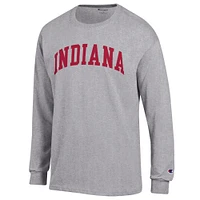 T-shirt à manches longues Champion gris chiné Indiana Hoosiers Basic Arch pour homme