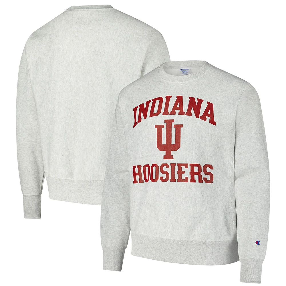 Sweat-shirt à enfiler Champion Heather Gray Indiana Hoosiers Vault Late Night Reverse Weave pour homme