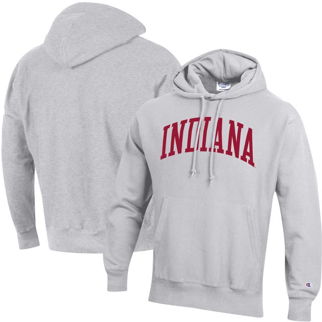 Chandail à capuchon Indiana Hoosiers Team Arch Reverse Weave Champion gris chiné pour homme