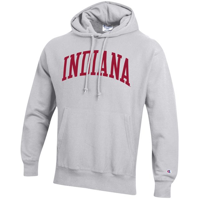 Chandail à capuchon Indiana Hoosiers Team Arch Reverse Weave Champion gris chiné pour homme