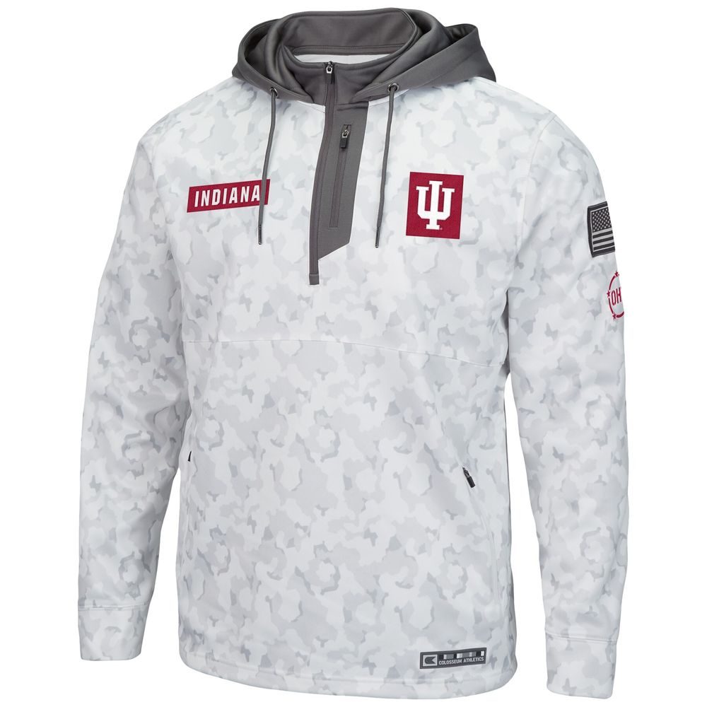 Men's Colosseum Arctic Camo Indiana Hoosiers OHT Military Appreciation Quarter-Zip Hoodie