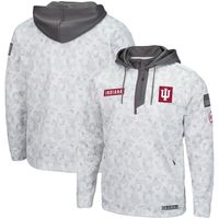 Men's Colosseum Arctic Camo Indiana Hoosiers OHT Military Appreciation Quarter-Zip Hoodie