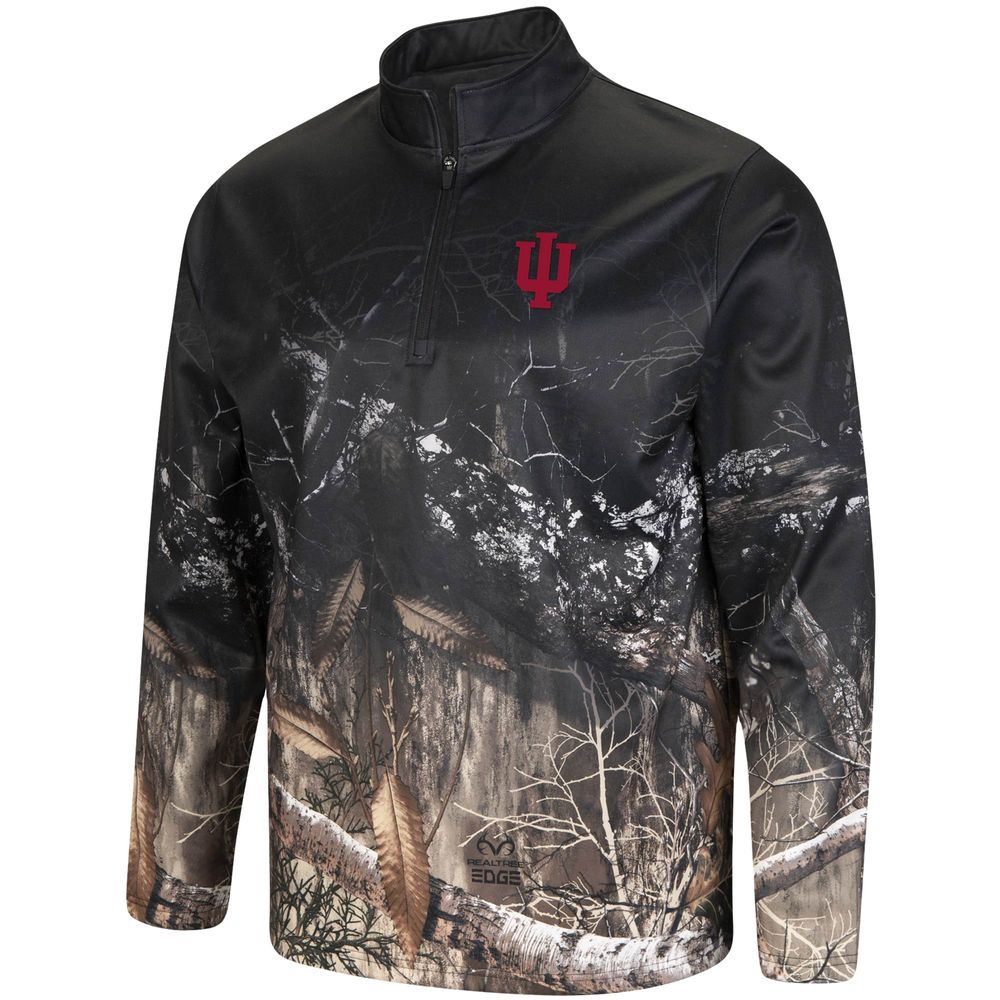 Men's Colosseum Black/Realtree Camo Indiana Hoosiers Creek Quarter-Zip Jacket