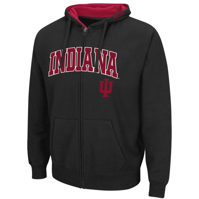 Sweat à capuche entièrement zippé Colosseum Indiana Hoosiers Arch & Logo 3.0 pour hommes, noir