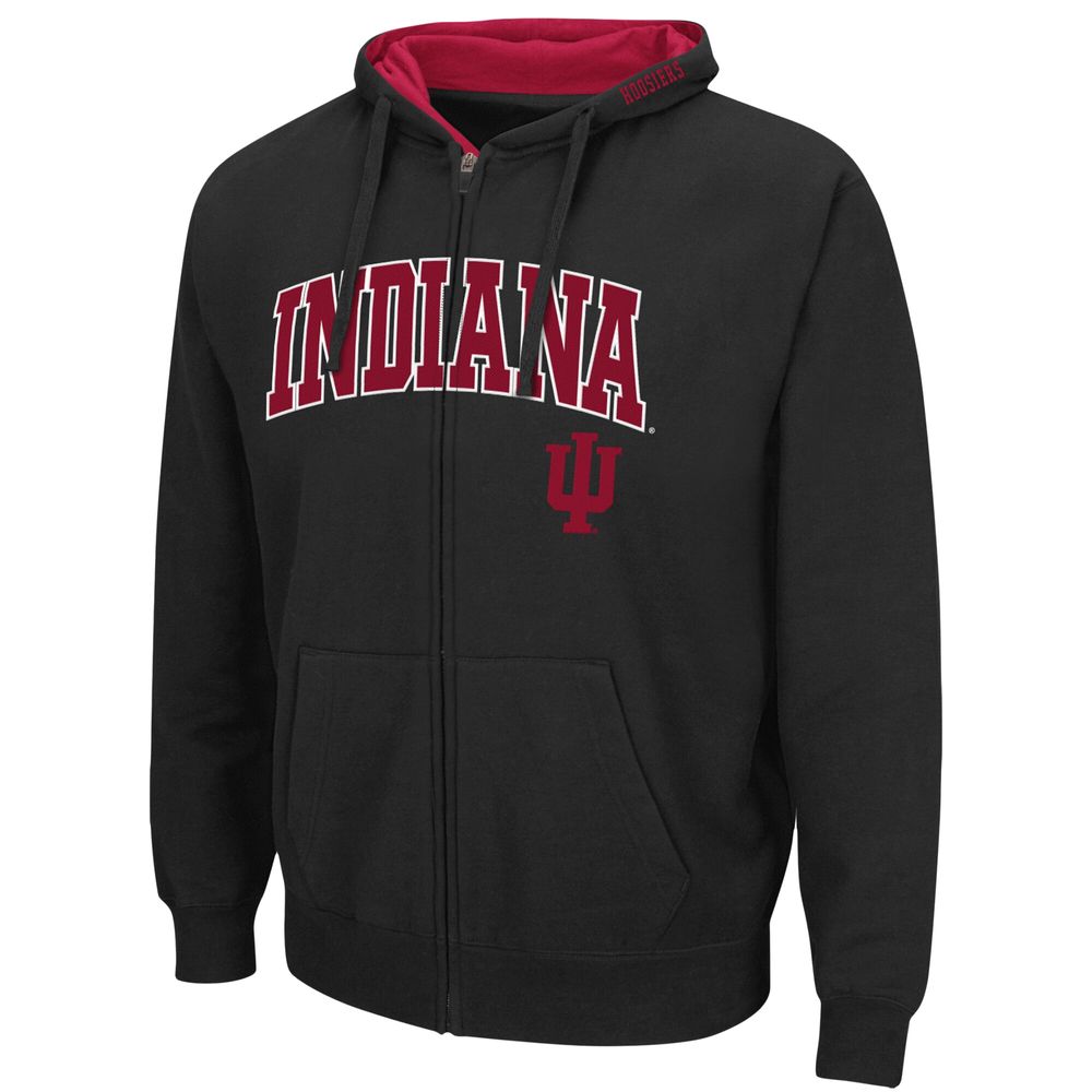 Men's Colosseum Black Indiana Hoosiers Arch & Logo 3.0 Full-Zip Hoodie