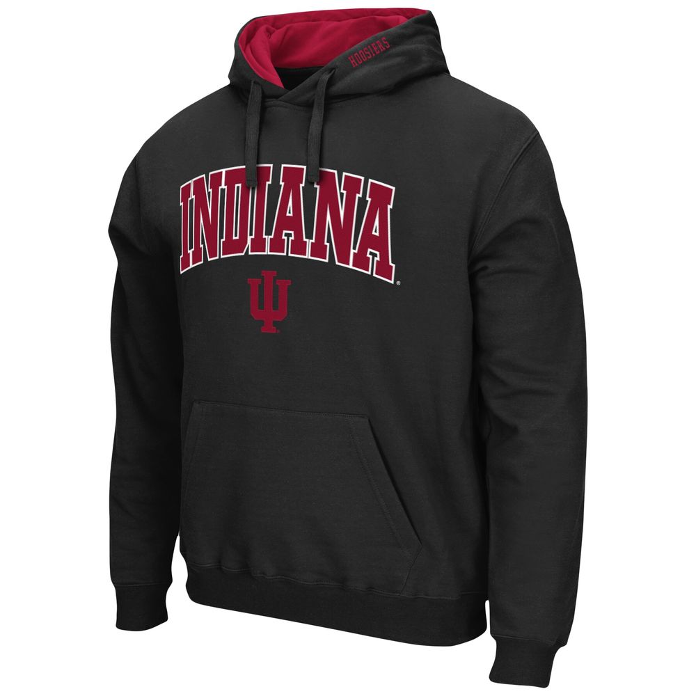 Men's Colosseum Black Indiana Hoosiers Arch & Logo 3.0 Pullover Hoodie