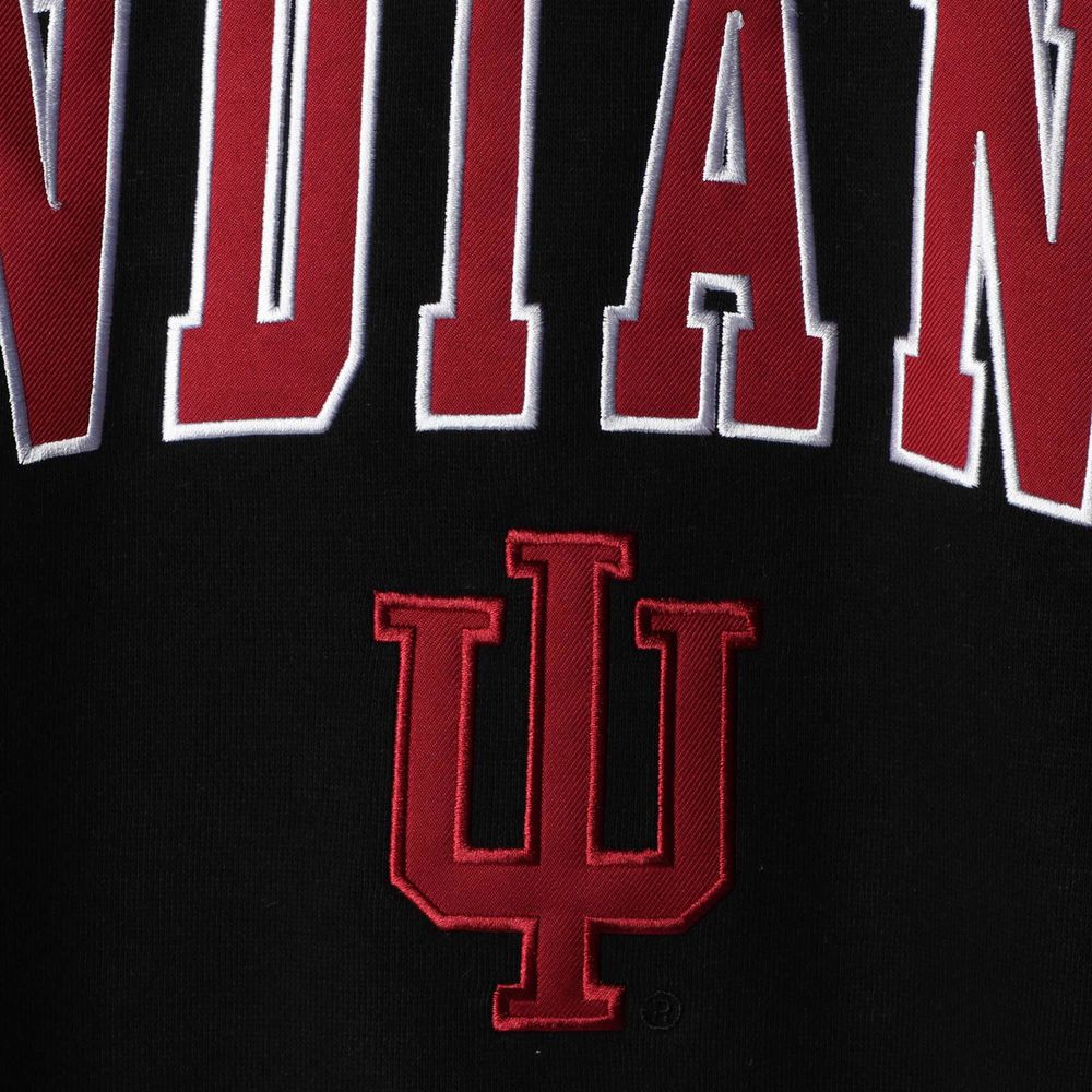 Men's Colosseum Black Indiana Hoosiers Arch & Logo Crew Neck Sweatshirt