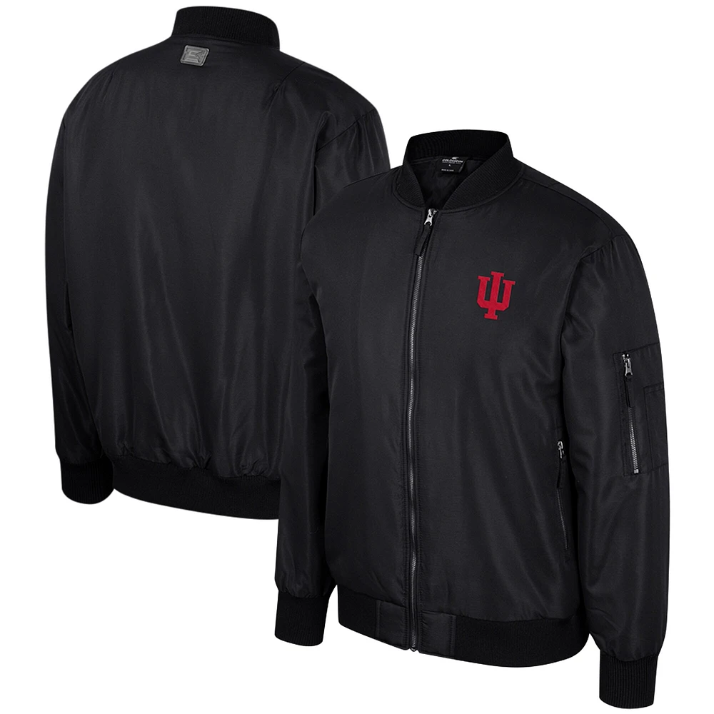 Men's Colosseum  Black Indiana Hoosiers Full-Zip Bomber Jacket