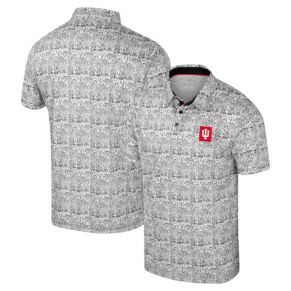 Men's Colosseum Black Indiana Hoosiers It's Time! Allover Print Polo