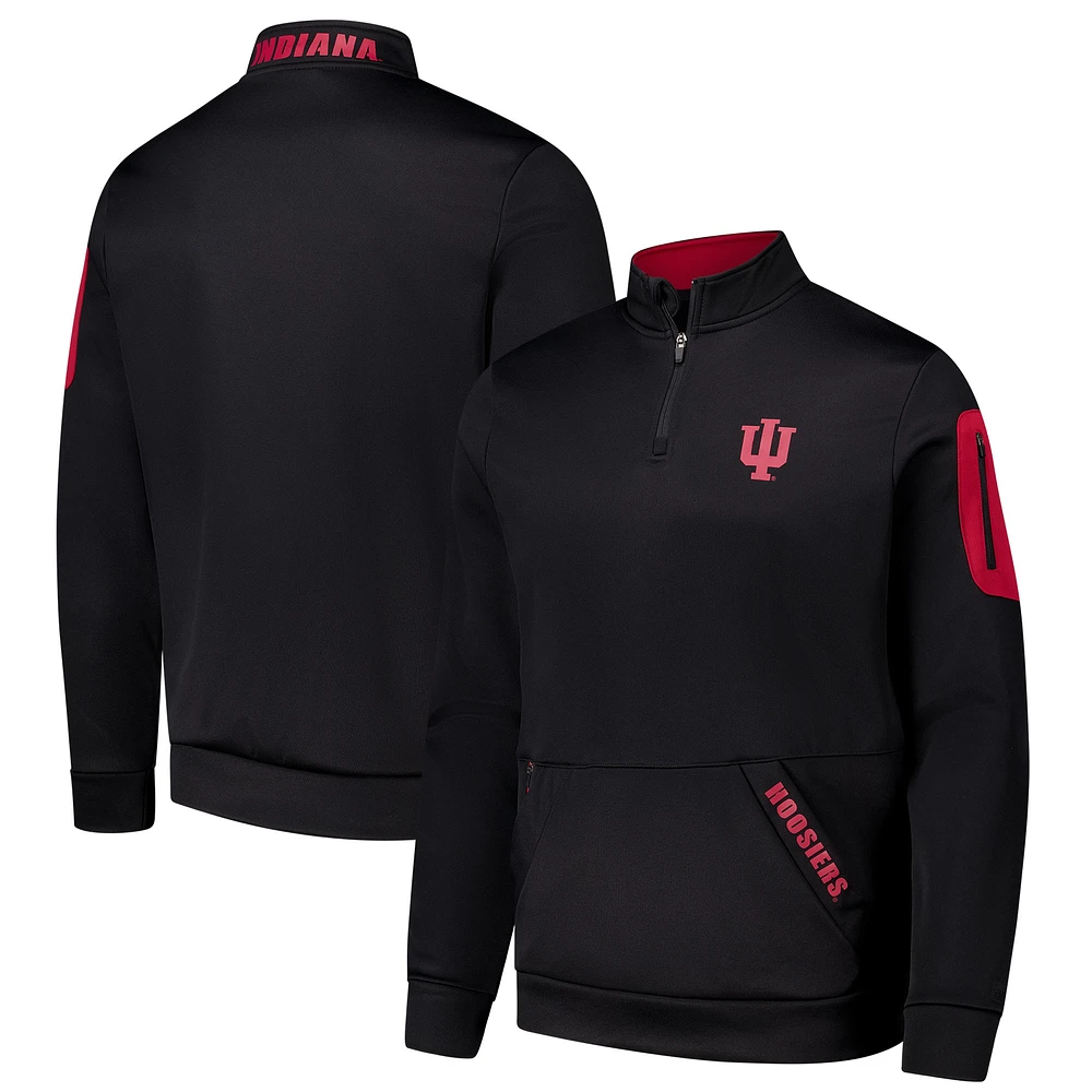 Men's Colosseum Black Indiana Hoosiers Mainframe Quarter-Zip Fleece Jacket