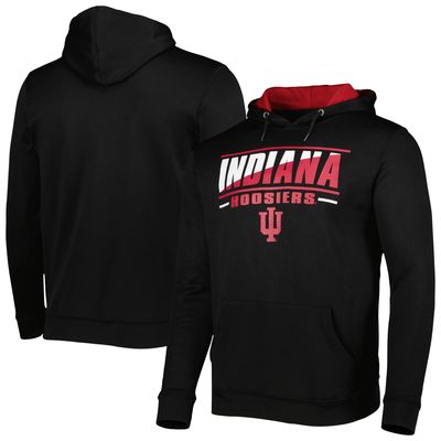 Men's Colosseum Black Indiana Hoosiers Slash Stack 2.0 Pullover Hoodie