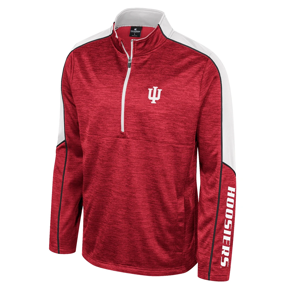 Men's Colosseum Cardinal Indiana Hoosiers Marled Half-Zip Jacket