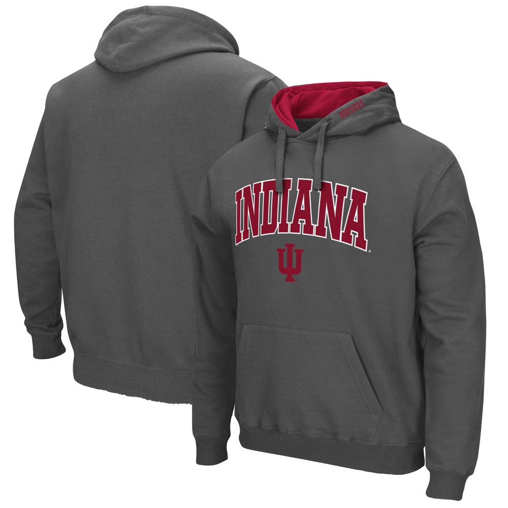 Men's Colosseum Charcoal Indiana Hoosiers Arch & Logo 3.0 Pullover Hoodie