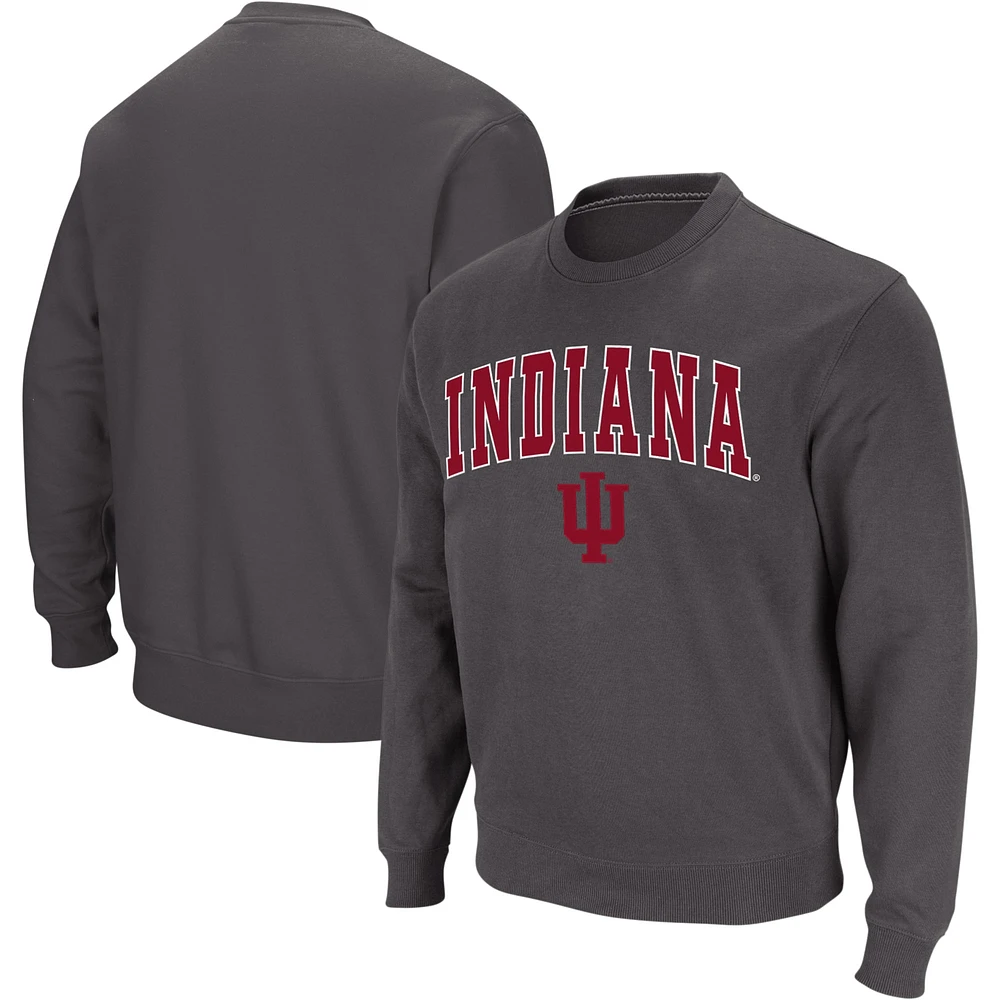 Men's Colosseum Charcoal Indiana Hoosiers Arch & Logo Crew Neck Sweatshirt