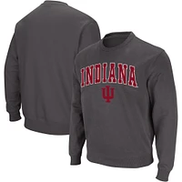 Men's Colosseum Charcoal Indiana Hoosiers Arch & Logo Crew Neck Sweatshirt
