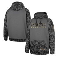 Men's Colosseum Charcoal Indiana Hoosiers OHT Military Appreciation Camo Stack Raglan Pullover Hoodie