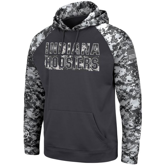 Colosseum Charcoal Indiana Hoosiers OHT Military Appreciation Digital Camo Sweat à capuche pour homme