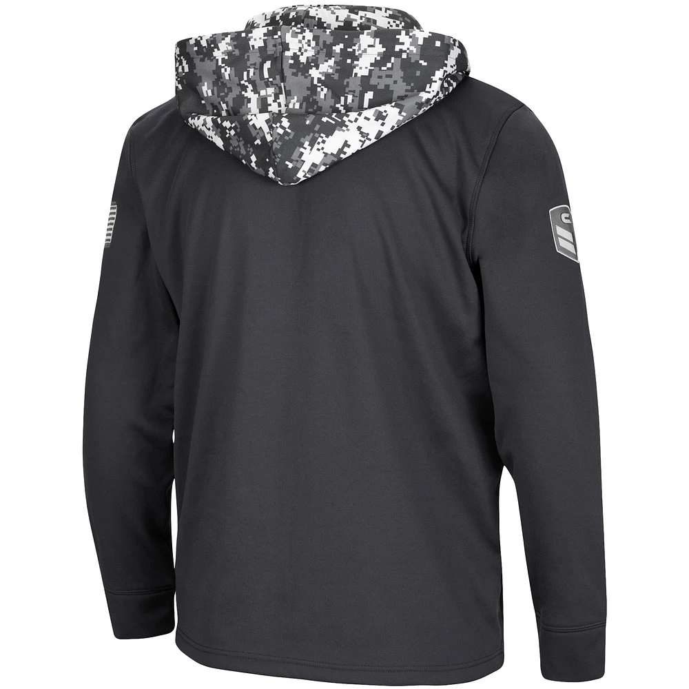 Men's Colosseum Charcoal Indiana Hoosiers OHT Military Appreciation Digital Camo Quarter-Zip Hoodie