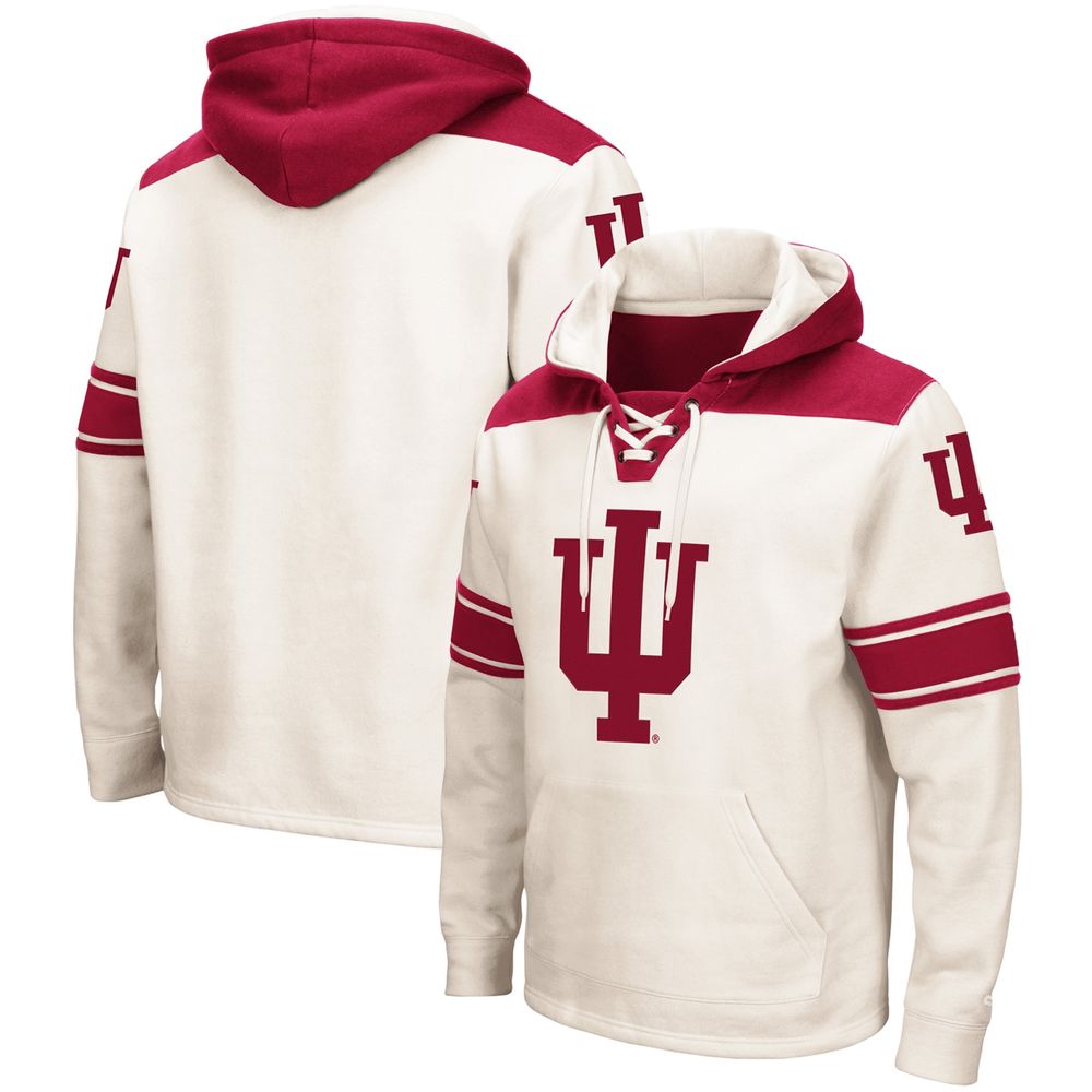 Men's Colosseum Cream Indiana Hoosiers 2.0 Lace-Up Pullover Hoodie