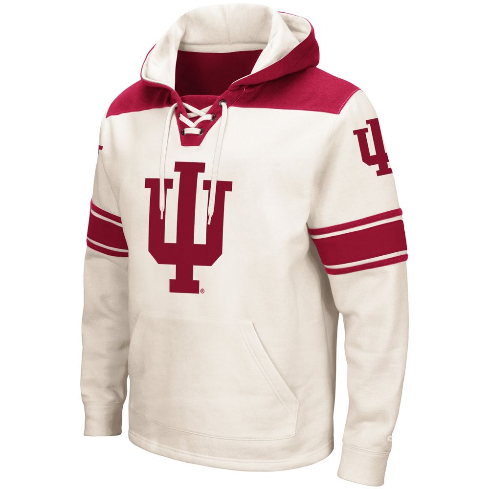 Men's Colosseum Cream Indiana Hoosiers 2.0 Lace-Up Pullover Hoodie