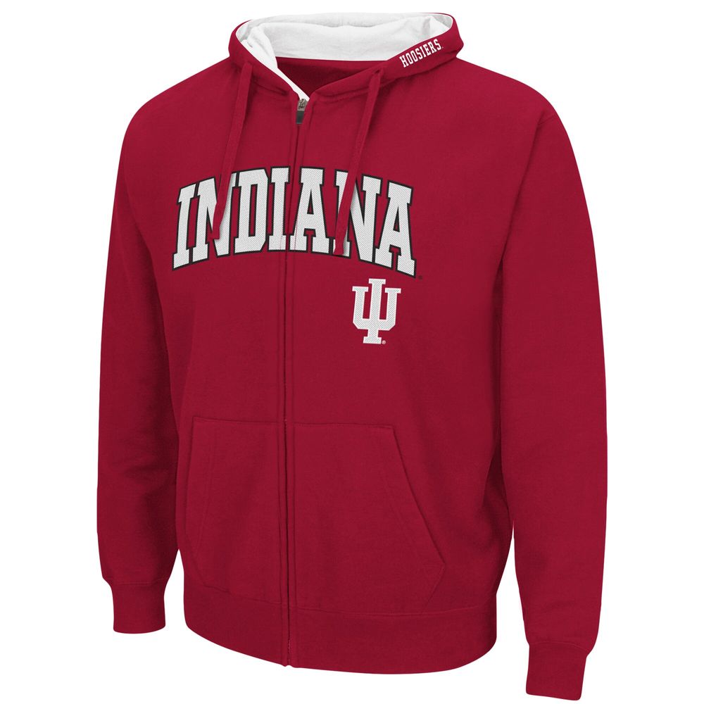 Men's Colosseum Crimson Indiana Hoosiers Arch & Logo 3.0 Full-Zip Hoodie