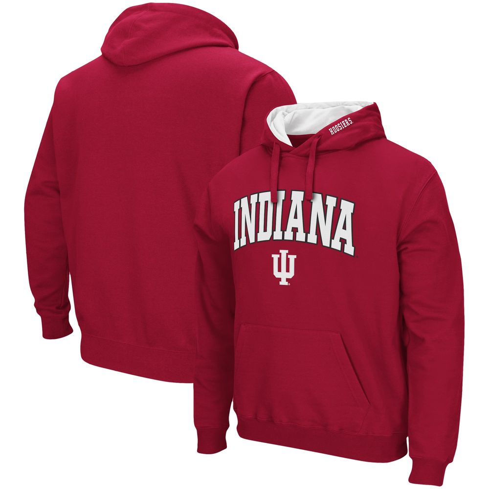 Men's Colosseum Crimson Indiana Hoosiers Arch & Logo 3.0 Pullover Hoodie