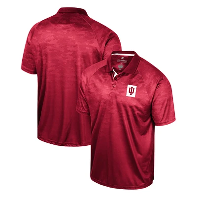 Men's Colosseum Crimson Indiana Hoosiers Honeycomb Raglan Polo