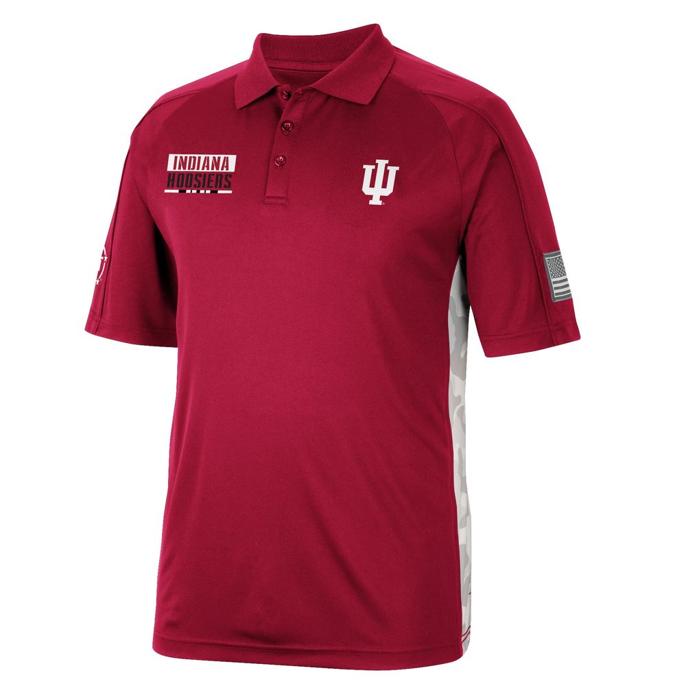 Men's Colosseum Crimson Indiana Hoosiers OHT Military Appreciation Snow Camo Polo